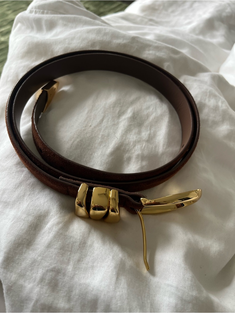 Madewell Women's Triple Keeper Brown Suede Belt Size XL Brand new